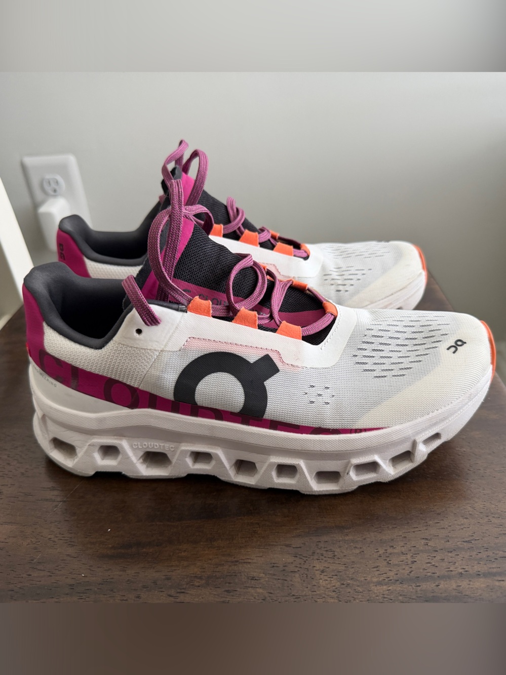 On Running Women's Cloudmonster Sneakers in White, Pink & Orange